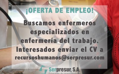 Oferta de empleo para enfermeros del trabajo
